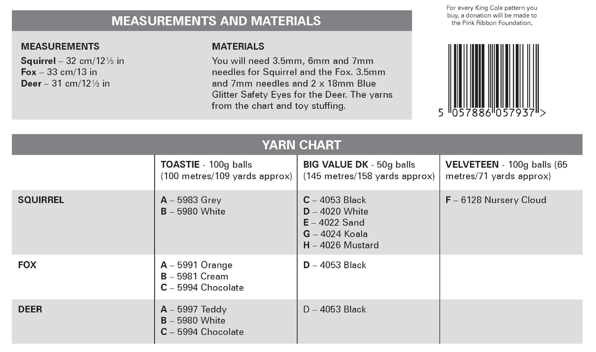 King Cole Toastie Woodland Wildlife Pattern 9212