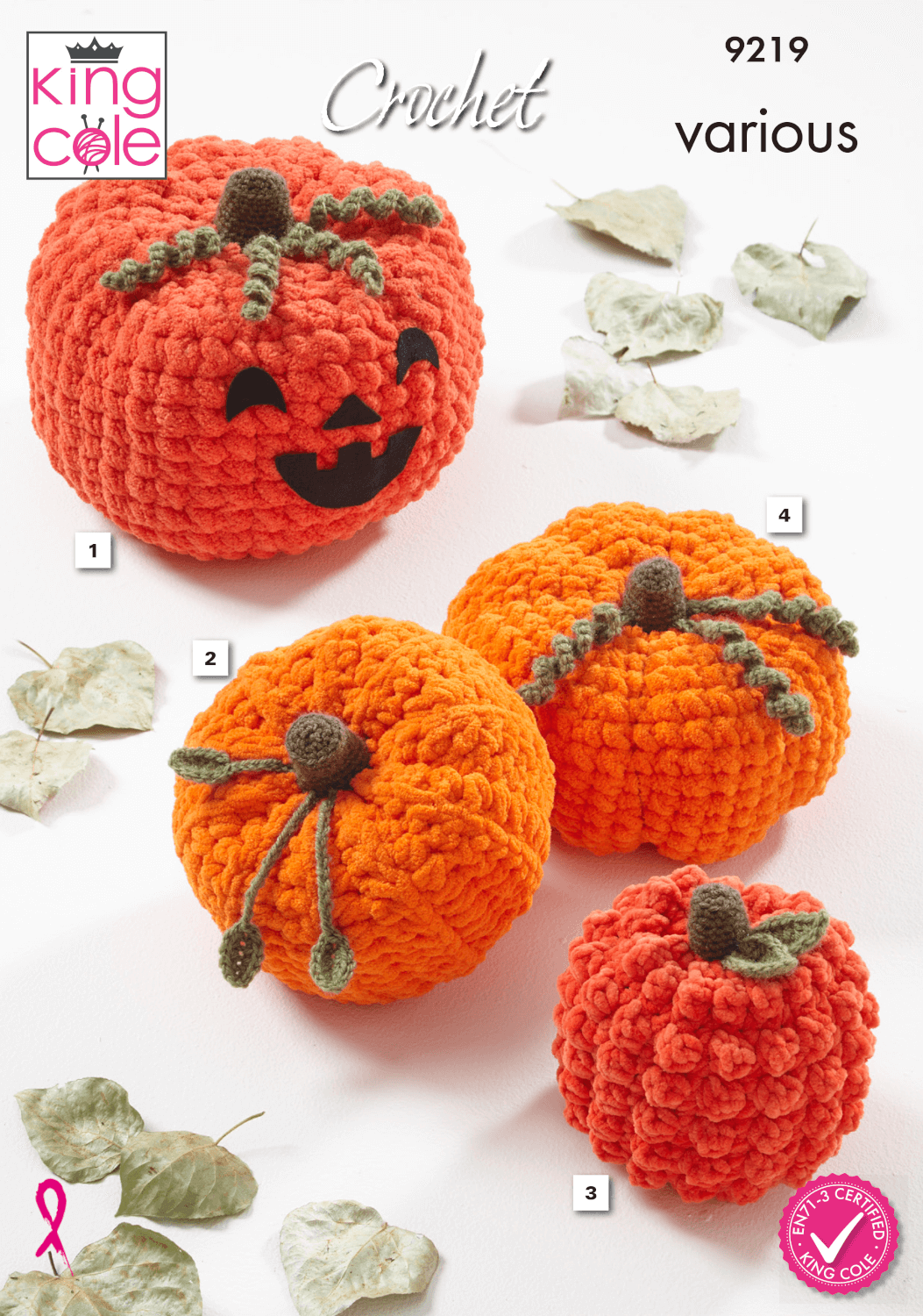 King Cole Toastie/Jumbo Toastie Pumpkins Crochet Pattern 9219