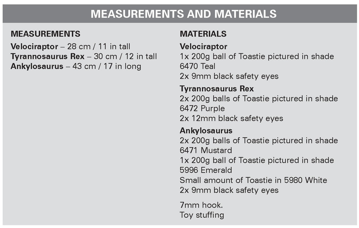 King Cole Toastie Dinosaurs Crochet Pattern 9222