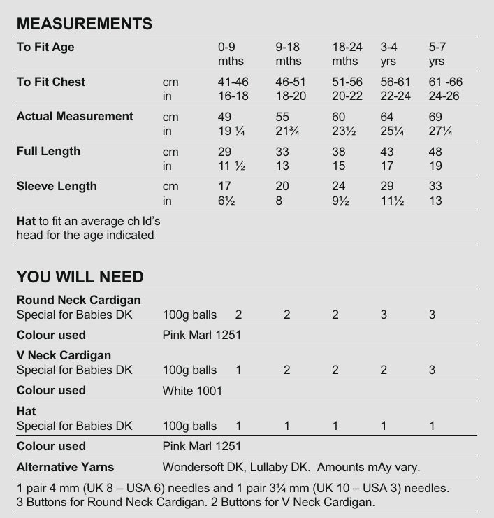 Stylecraft Special for Babies DK Cardigans and Hat Pattern 9346