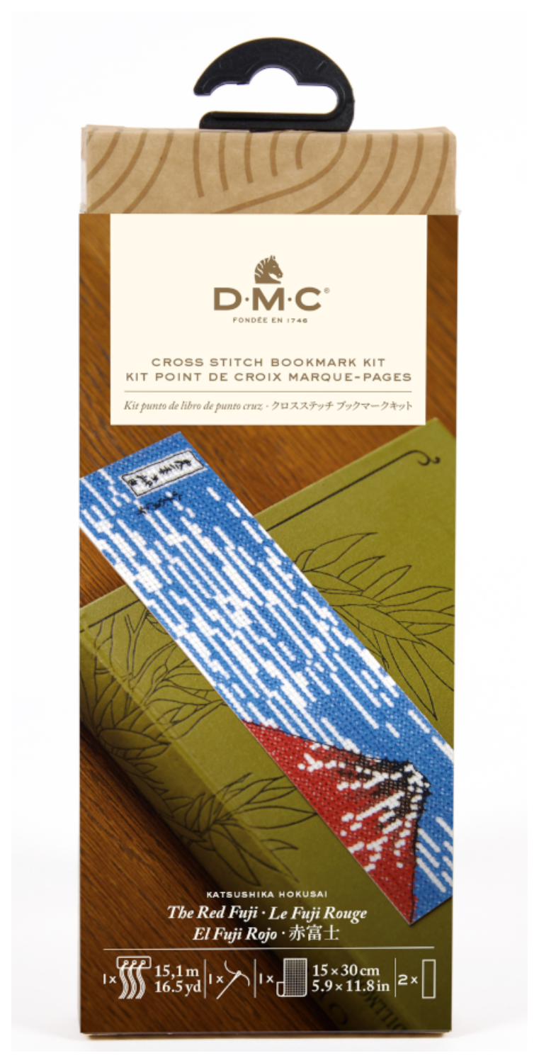 DMC Cross Stitch Kit Red Fuji Hokusai Bookmark