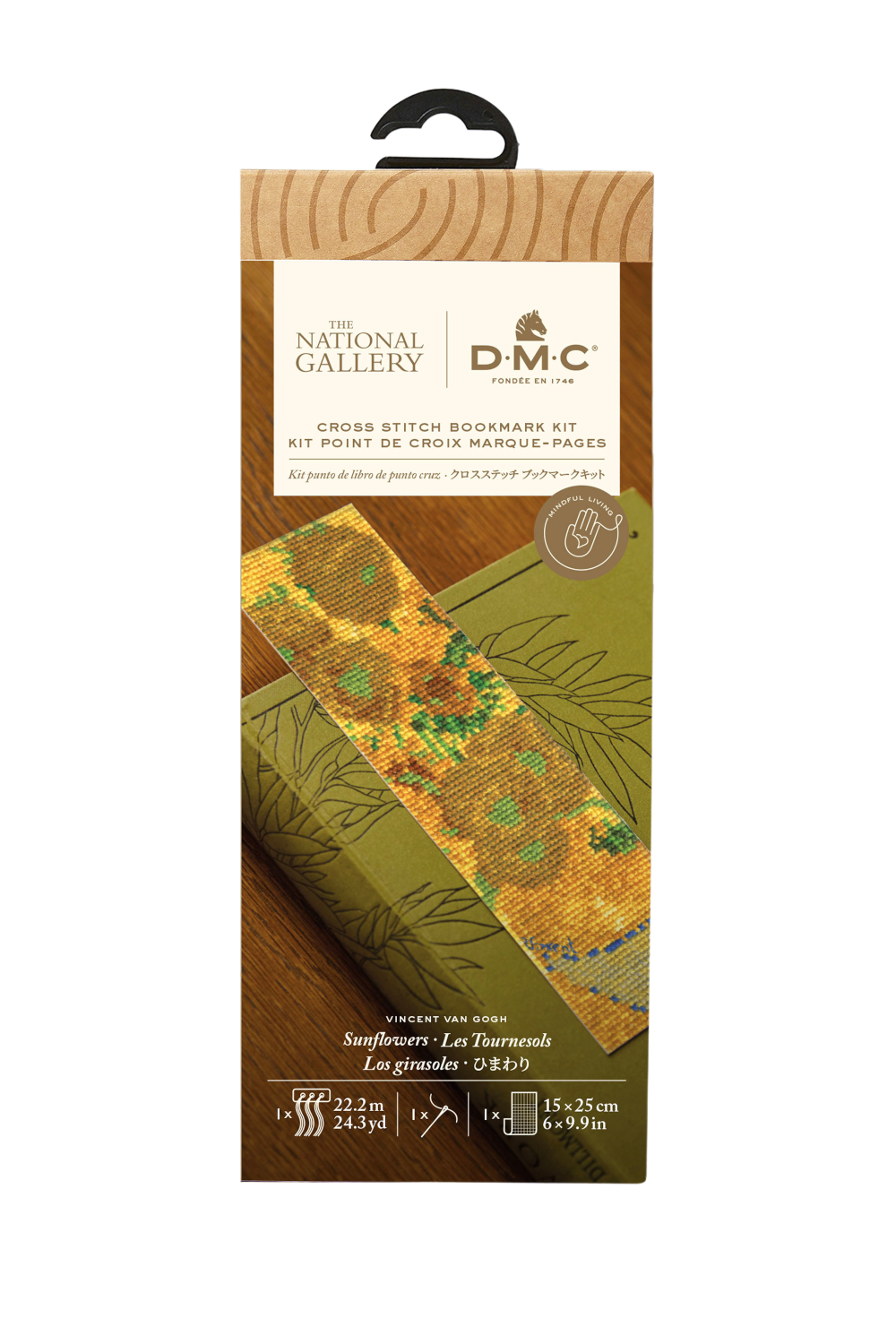 DMC Cross Stitch Kit Sunflowers Van Gogh Bookmark