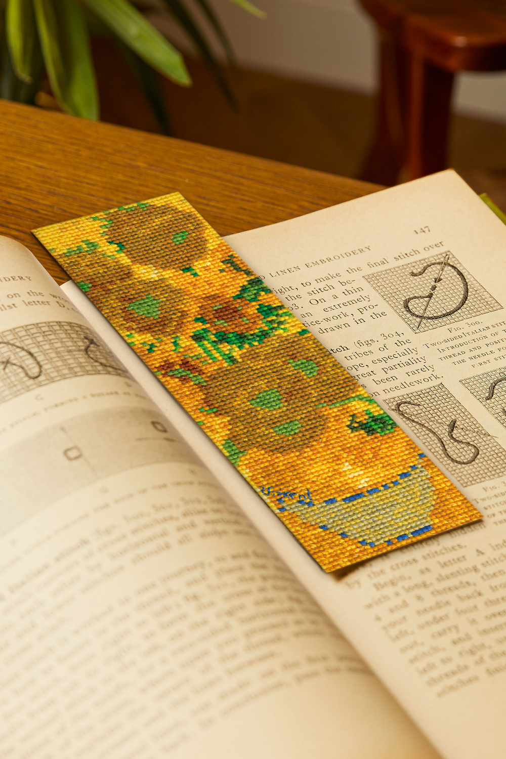DMC Cross Stitch Kit Sunflowers Van Gogh Bookmark
