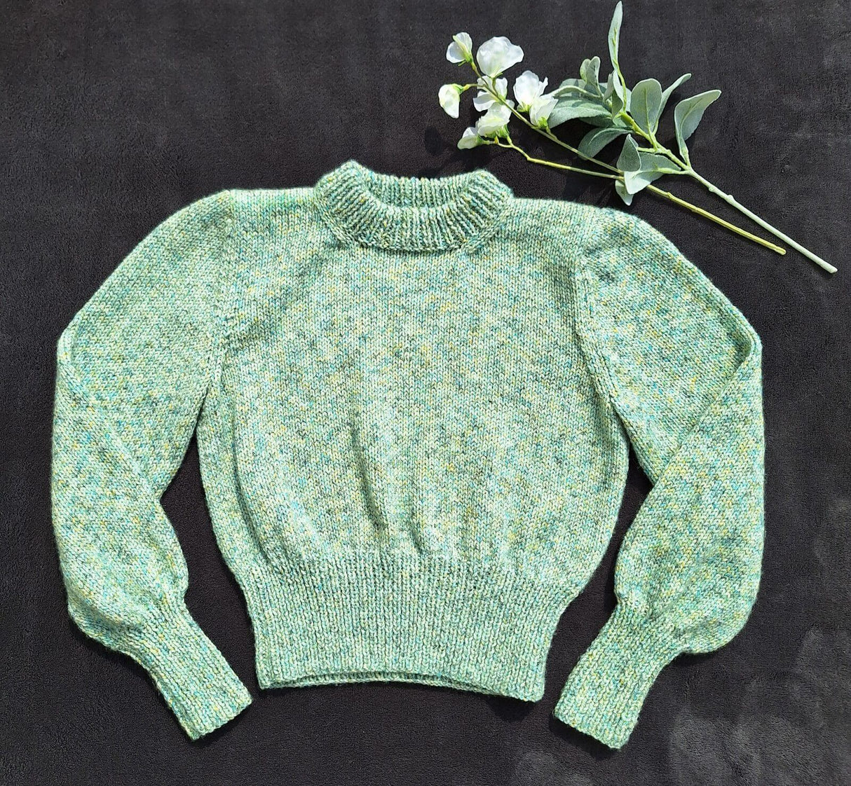 Woolcraft Shetland Heather Aran Balloon Sleeve Sweater Pattern WC3003