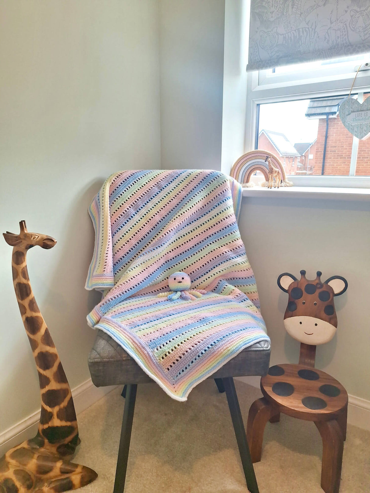 Woolcraft Babycare DK Crochet Rainbow Blanket & Octopus Pattern WC3005