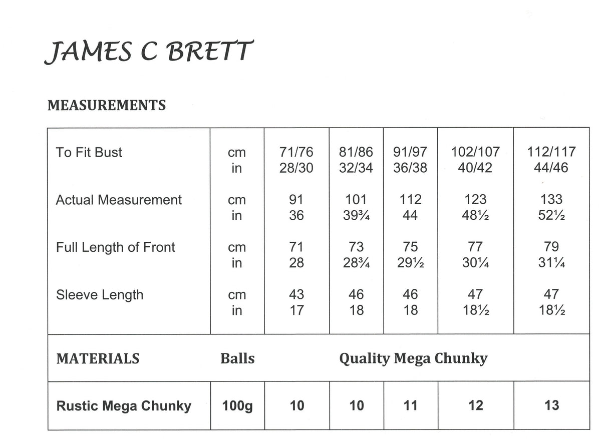 James C Brett Mega Chunky Tunic Pattern JB114