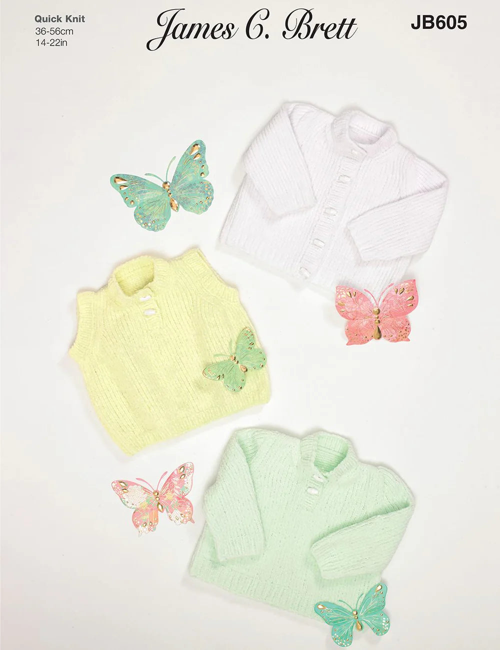 James C. Brett Quick Knit Flutterby Chunky Cardigan, Sweater, Slip Over Pattern JB605