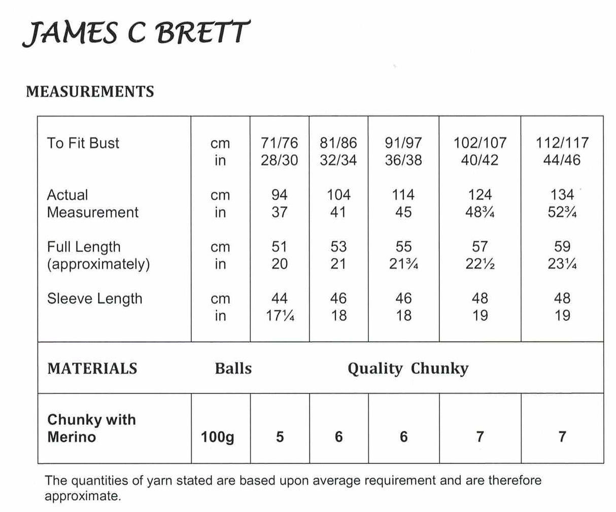 James C. Brett Chunky with Merino Cardigan Pattern JB751