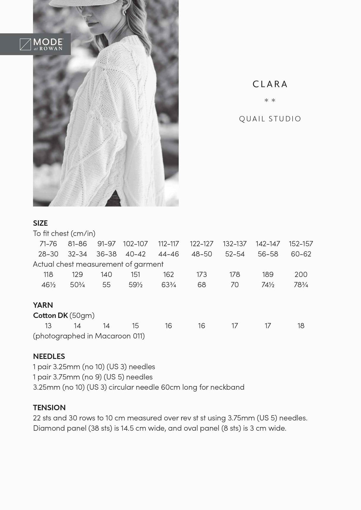 Rowan Mode Clara Sweater Pattern by Quail Studio