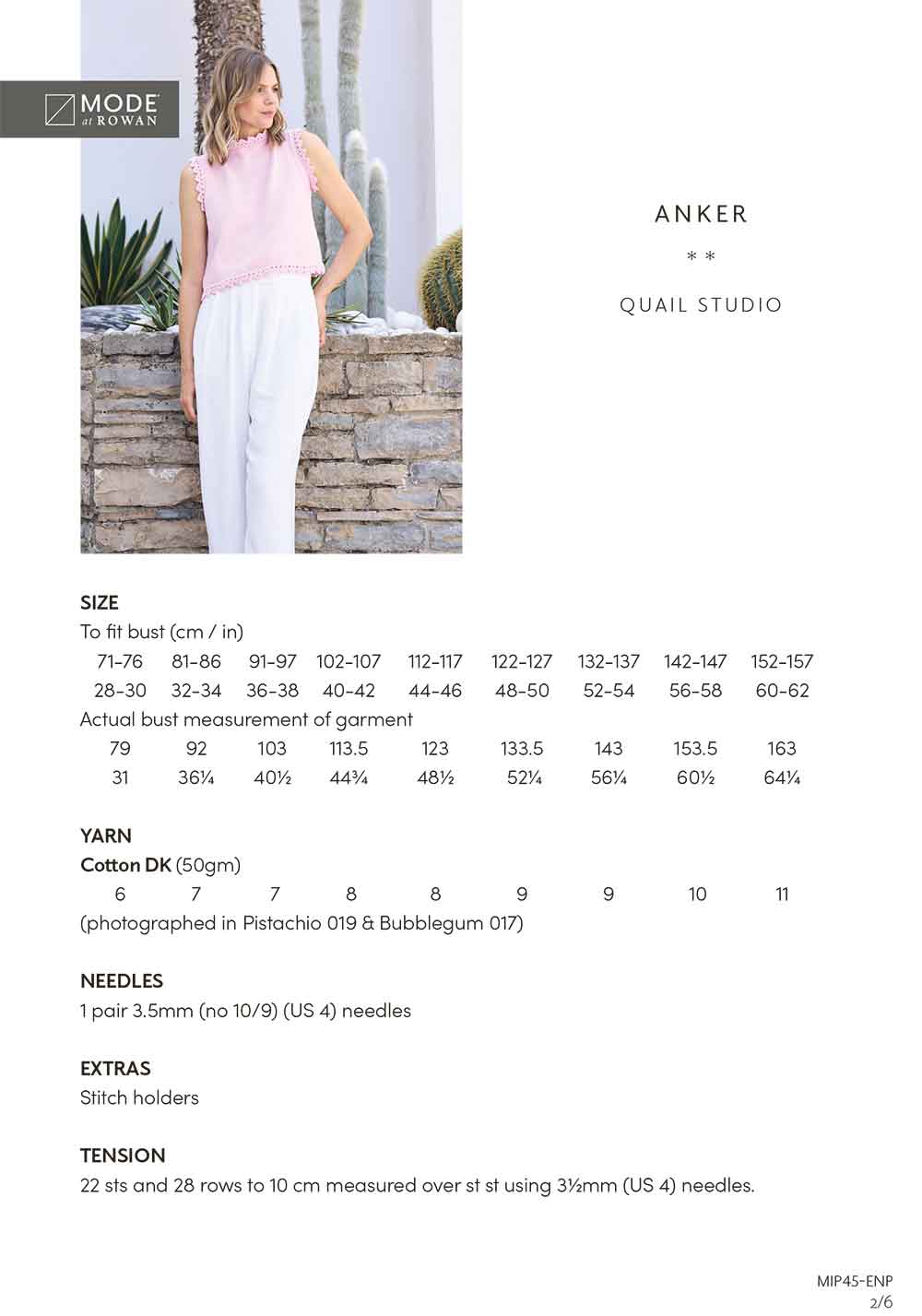 Rowan Mode Anker Top Pattern by Quail Studio