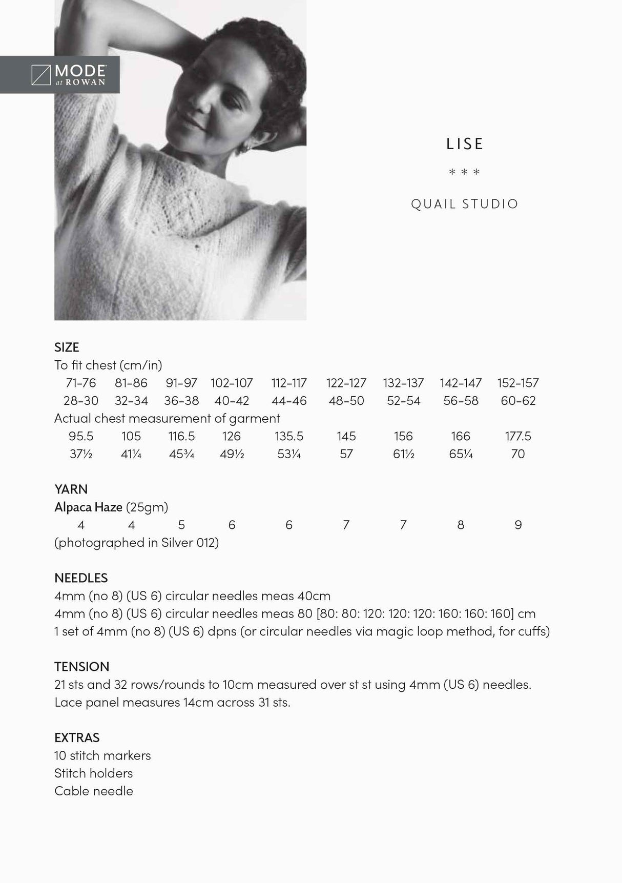 Rowan Mode Lise Sweater Pattern by Quail Studio