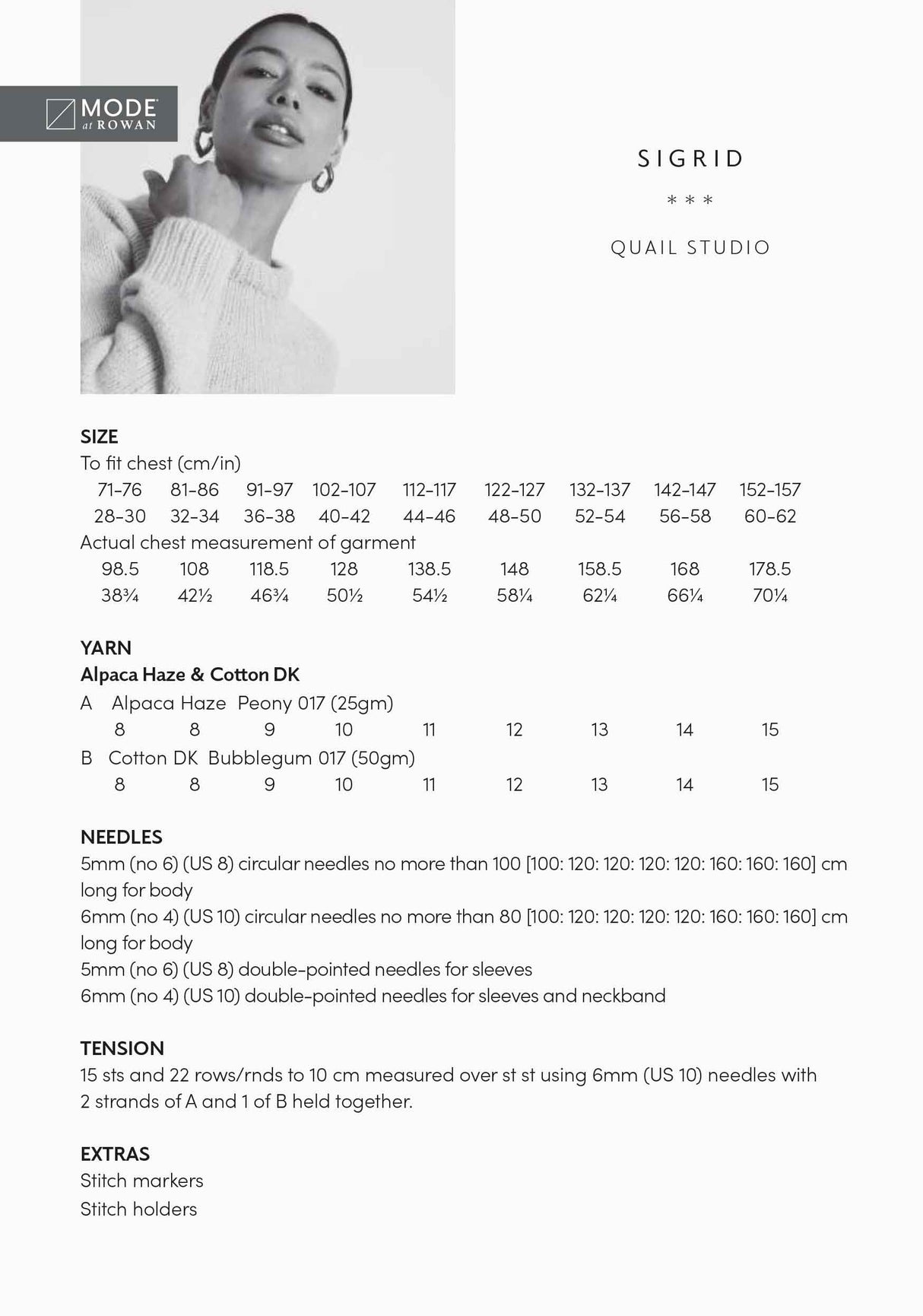 Rowan Mode Sigrid Jumper Pattern by Quail Studio