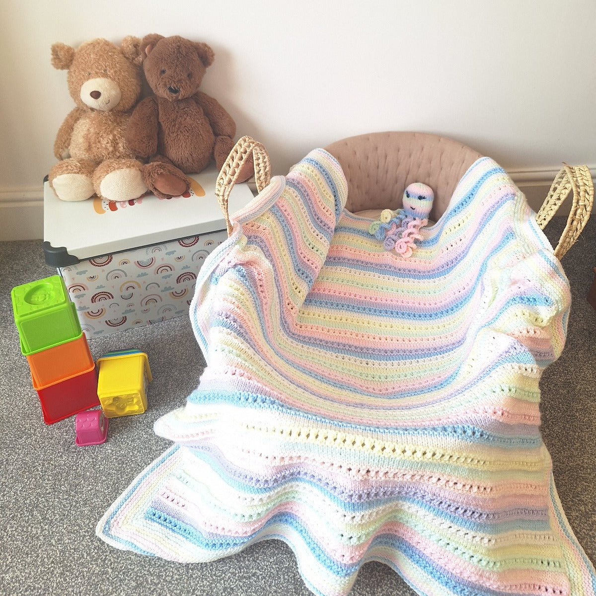 Woolcraft Babycare DK Rainbow Blanket & Octopus Comforter Pattern WC3004
