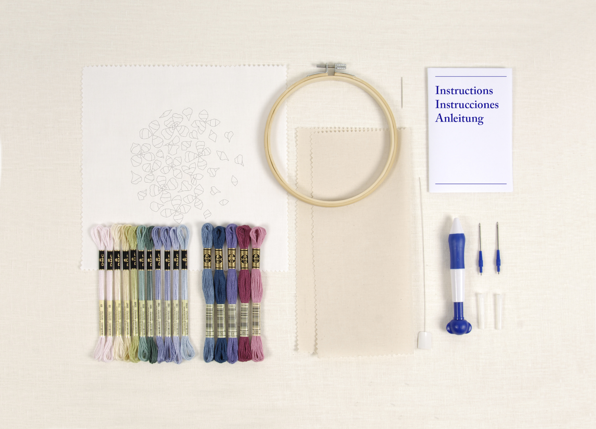 DMC Punch Needle Kit Hydrangea Petals by Nathalie Weinzaepflen
