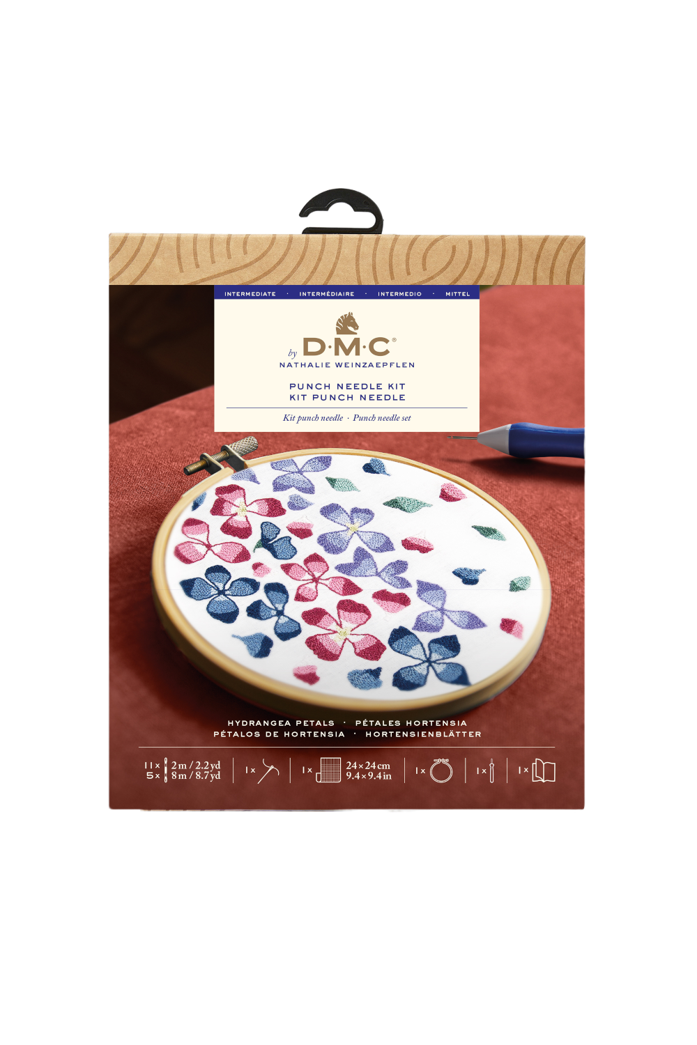 DMC Punch Needle Kit Hydrangea Petals by Nathalie Weinzaepflen