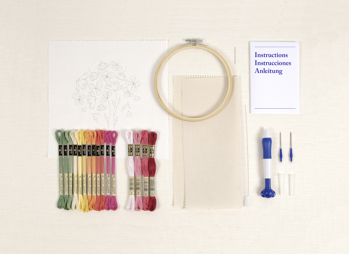 DMC Punch Needle Kit Spring Poppies by Nathalie Weinzaepflen