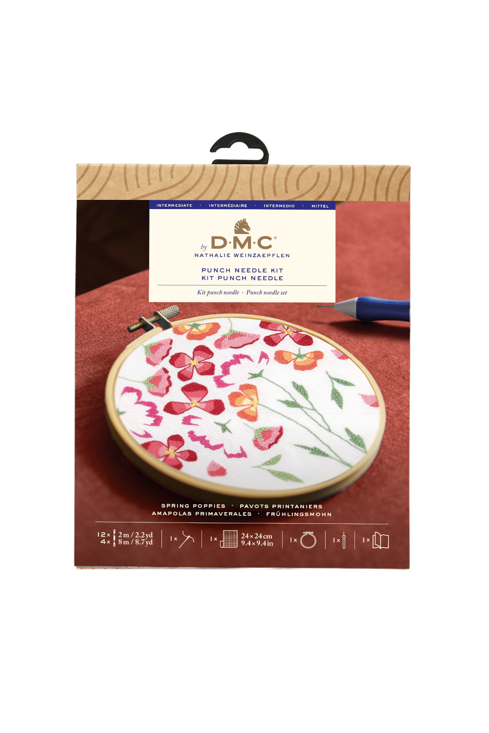 DMC Punch Needle Kit Spring Poppies by Nathalie Weinzaepflen