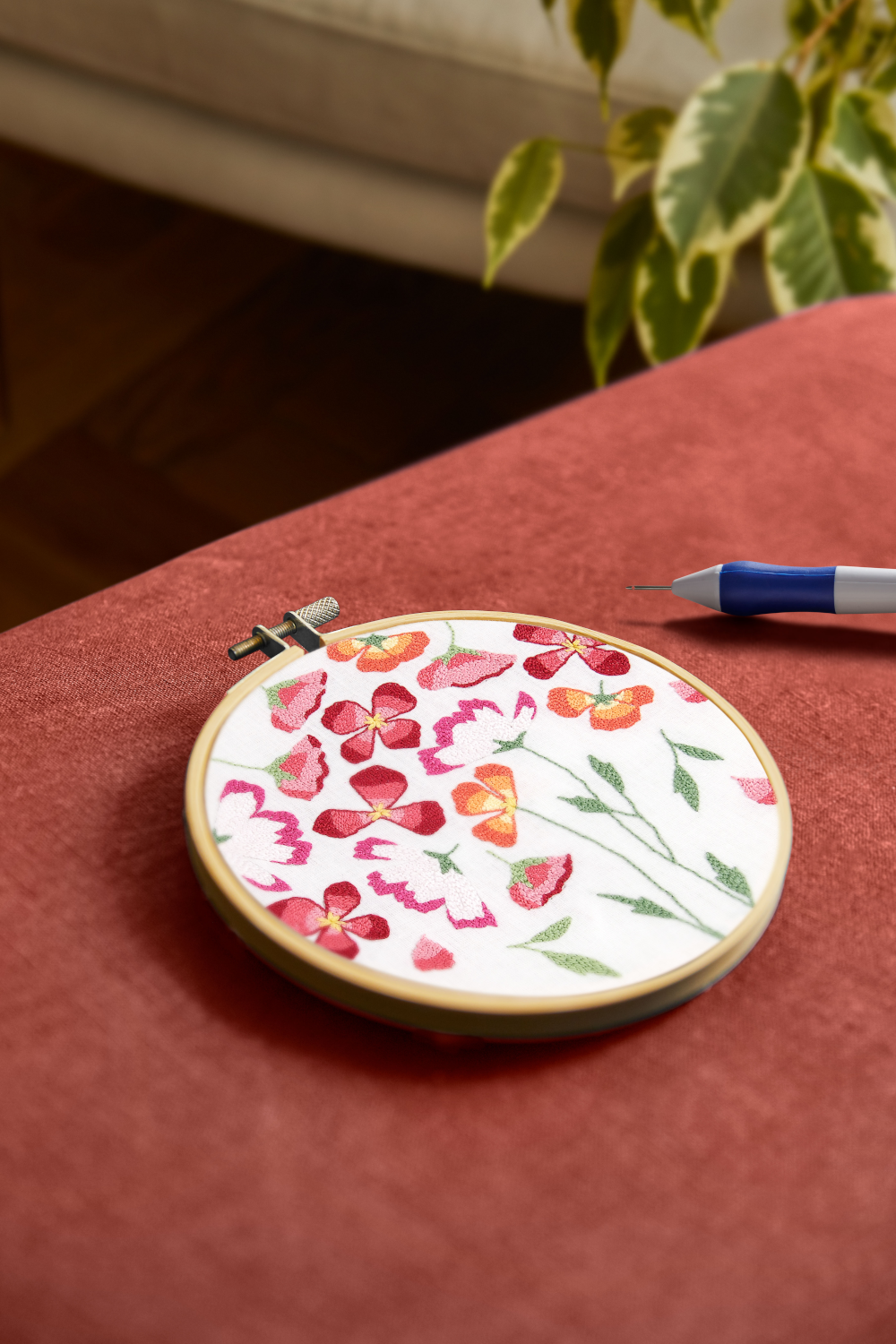 DMC Punch Needle Kit Spring Poppies by Nathalie Weinzaepflen