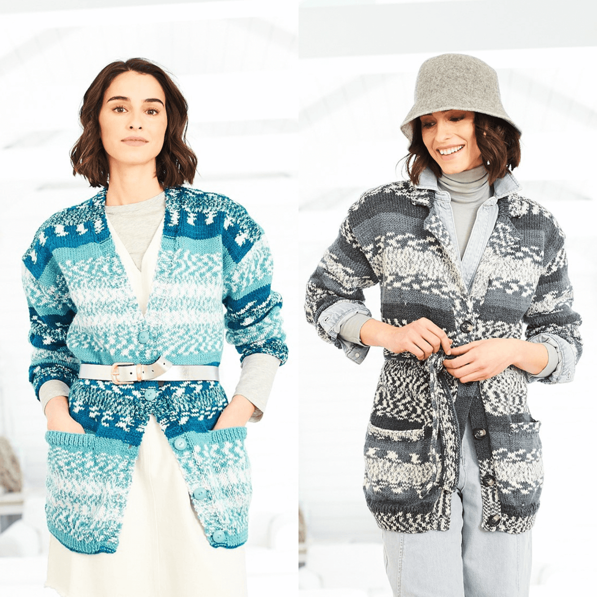 Stylecraft Easy Fair Isle Aran Cardigans Pattern 10074