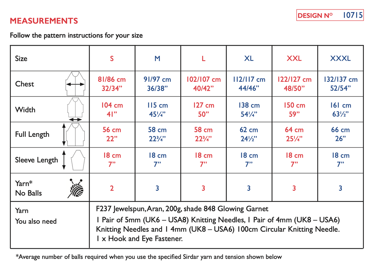 Sirdar Jewelspun Aran Cardigan Pattern 10715