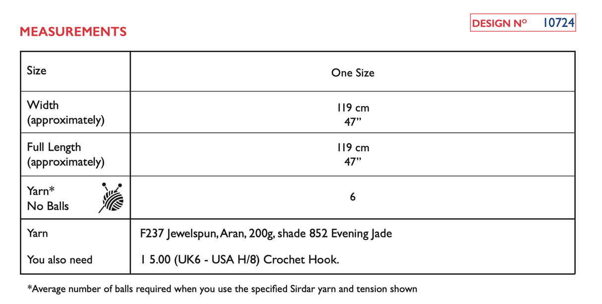 Sirdar Jewelspun Aran Blanket Pattern 10724