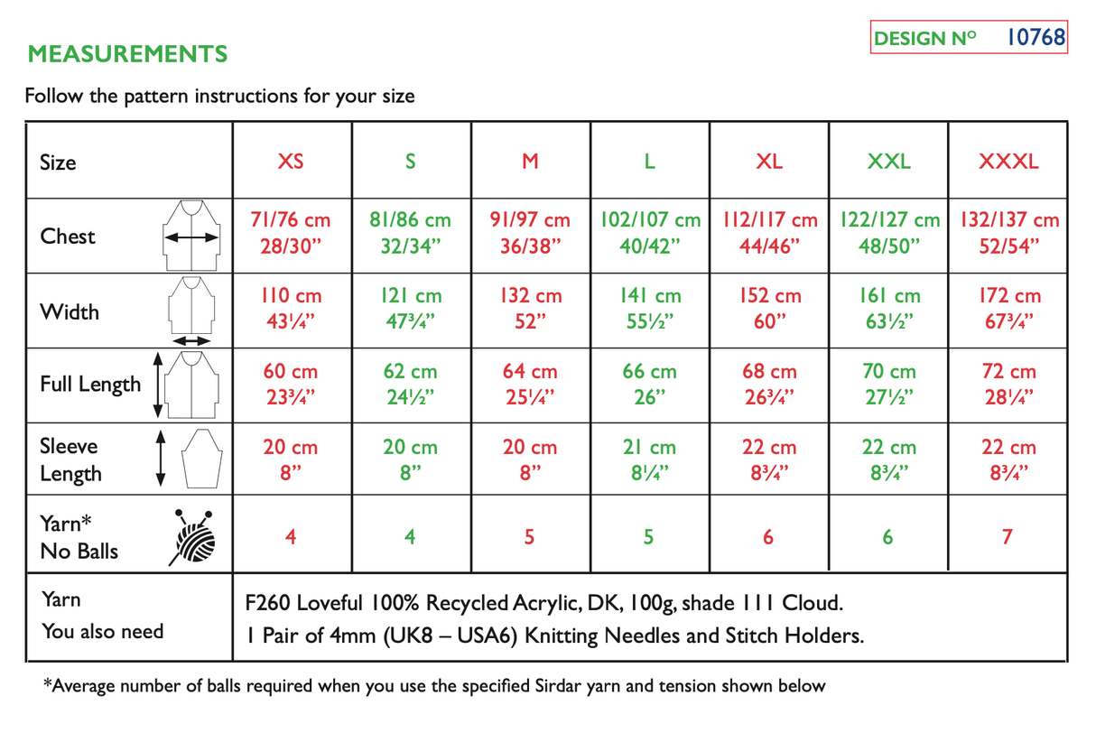 Sirdar Loveful DK Ozone Jacket Pattern 10768