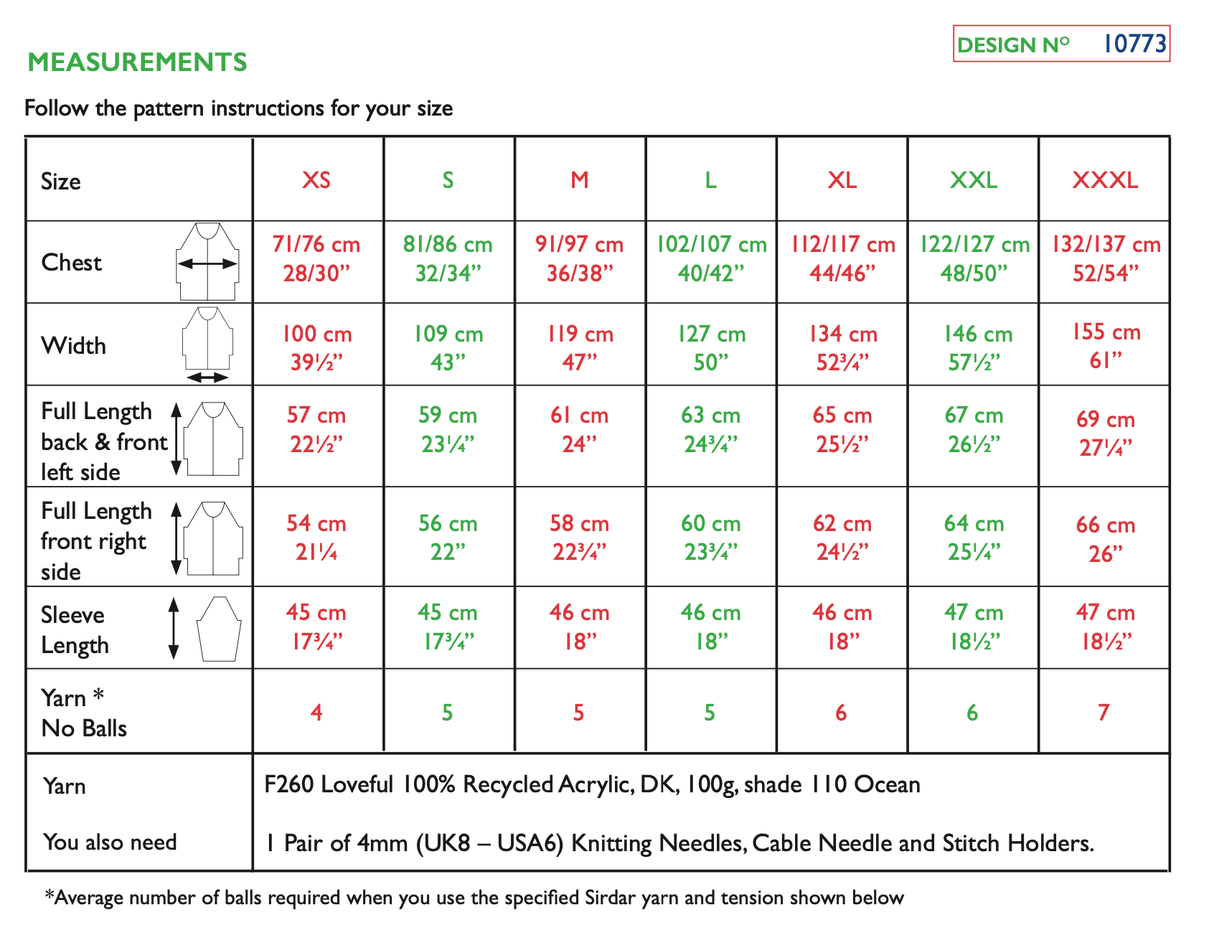 Sirdar Loveful DK Ocean Currents Sweater Pattern 10773