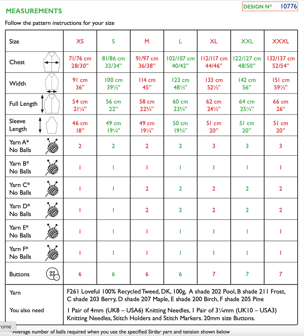 Sirdar Loveful Tweed DK Cardigan Pattern 10776