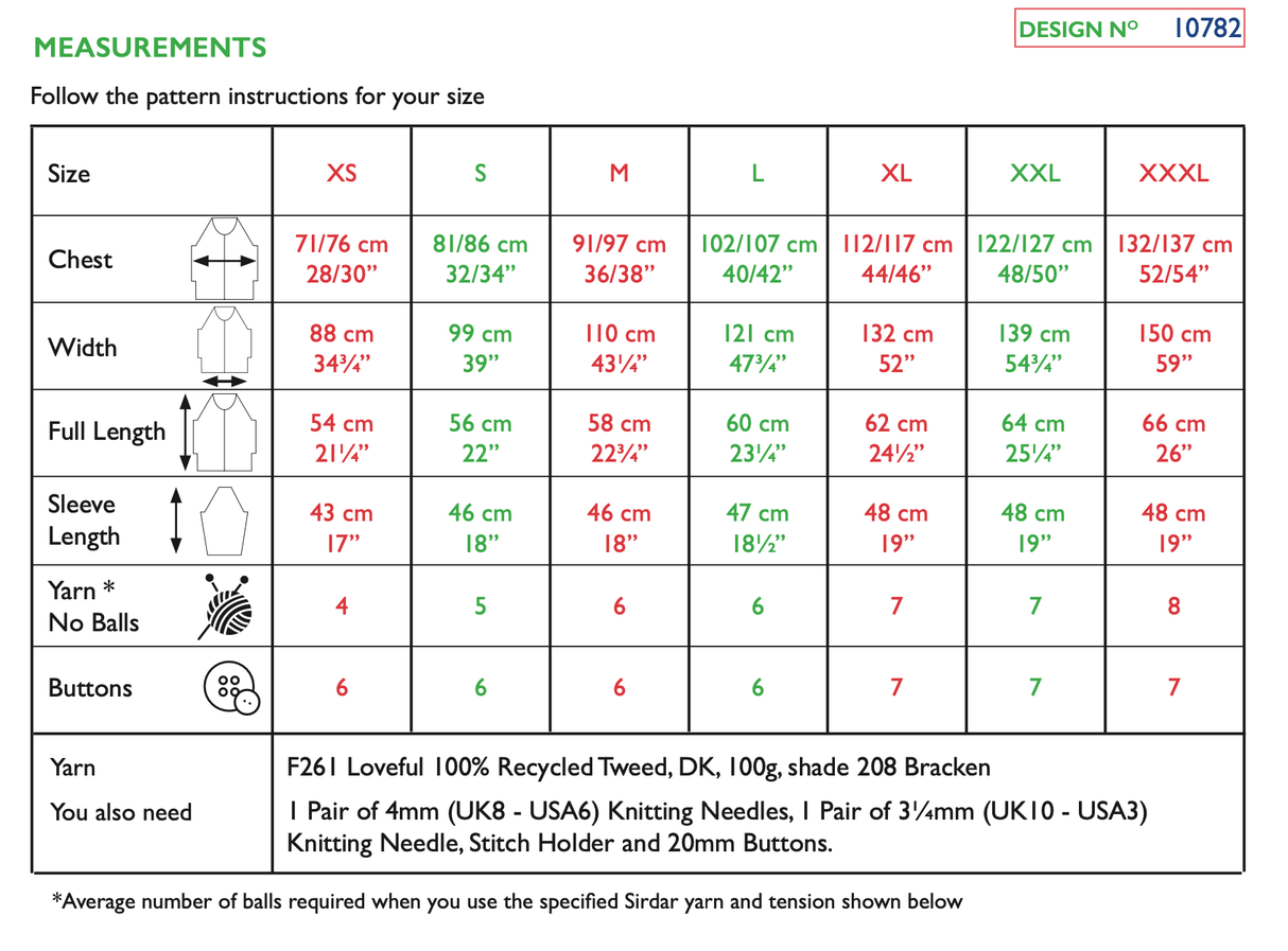 Sirdar Loveful Tweed DK Heritage Collared Cardigan Pattern 10782