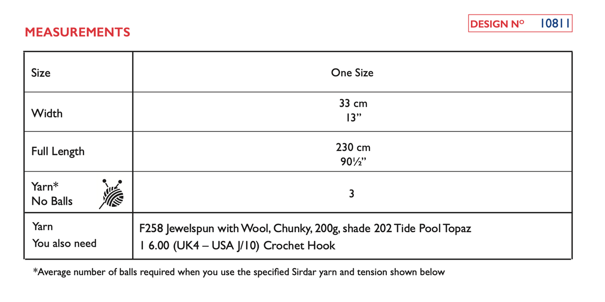 Sirdar Jewelspun Chunky Rich Seam Crochet Scarf Pattern 10811