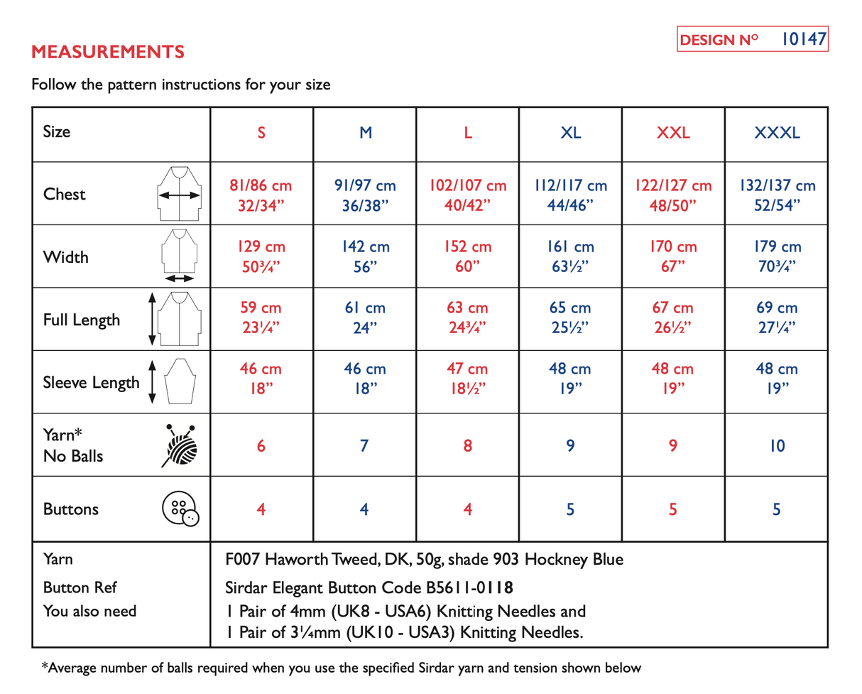 Sirdar Haworth Tweed DK Cardigan Pattern 10147