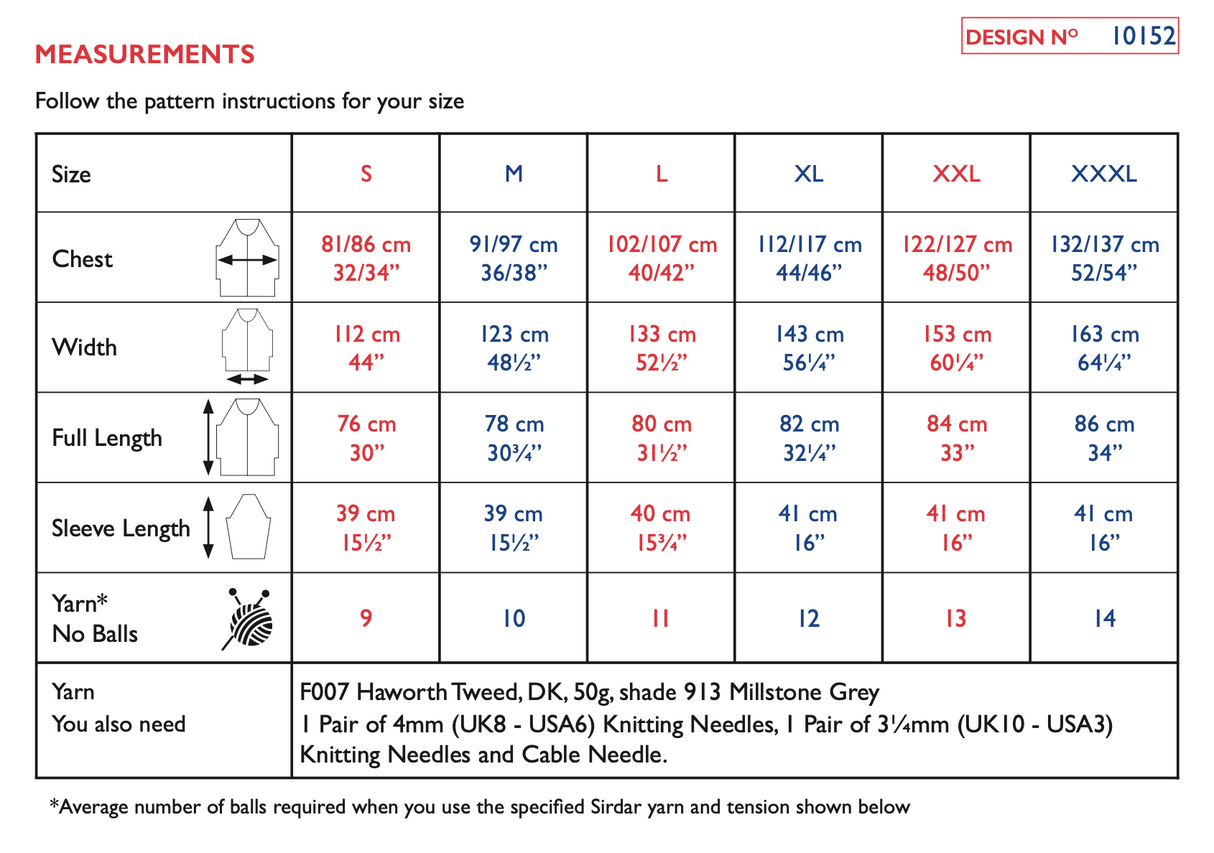 Sirdar Haworth Tweed DK Cardigan Pattern 10152