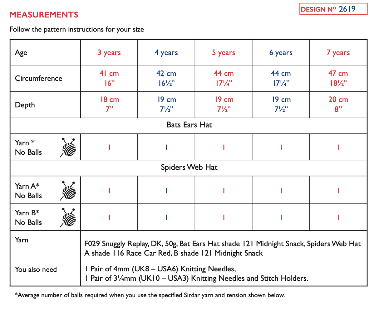 Sirdar Replay DK Superhero Hats Pattern 2619