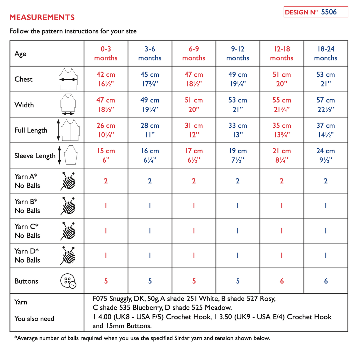 Sirdar Snuggly DK Cardigan Crochet Pattern 5506