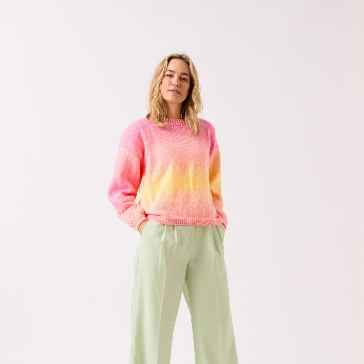 Sirdar Jewelspun Ombre Aran Sleeve Appeal Sweater Pattern 10838