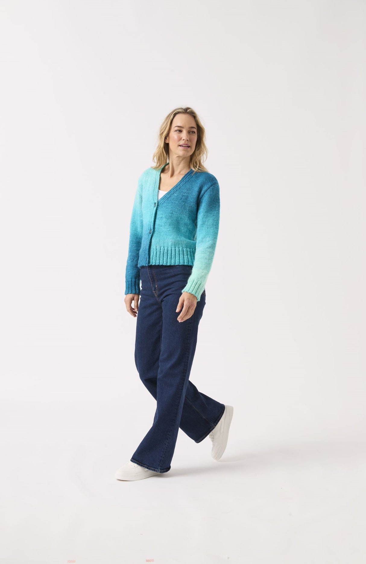 Sirdar Jewelspun Ombre Aran V Neck Cardigan Pattern 10840