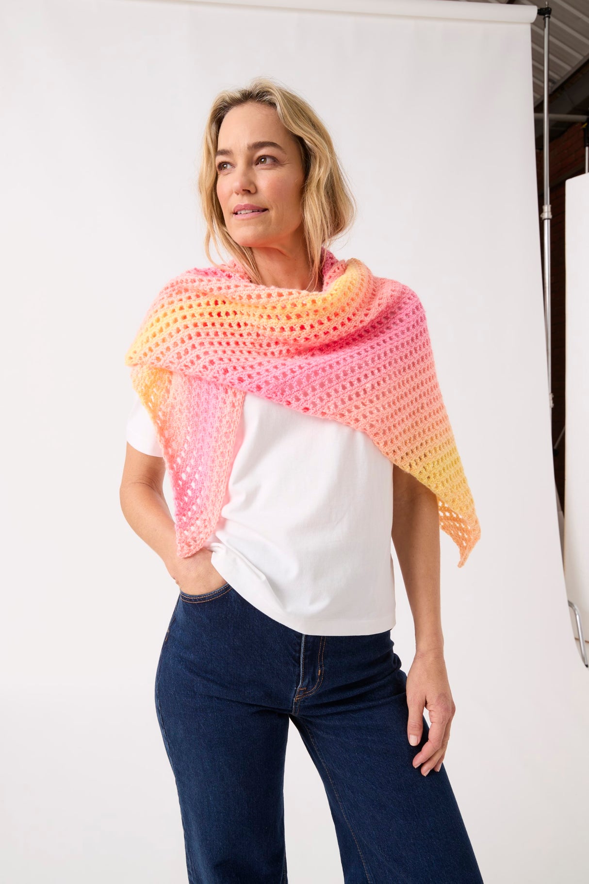 Sirdar Jewelspun Ombre Aran Crochet Shawl In One Pattern 10849