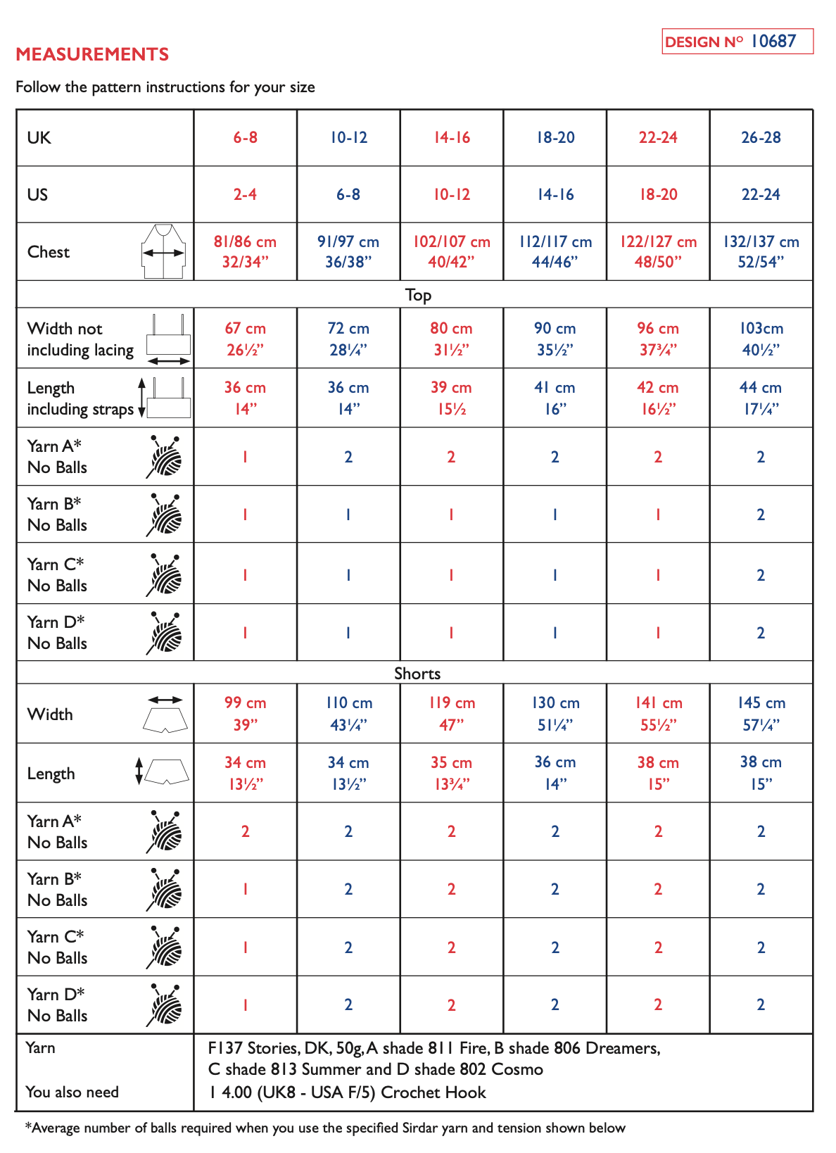 Sirdar Stories DK Top & Shorts Pattern 10687