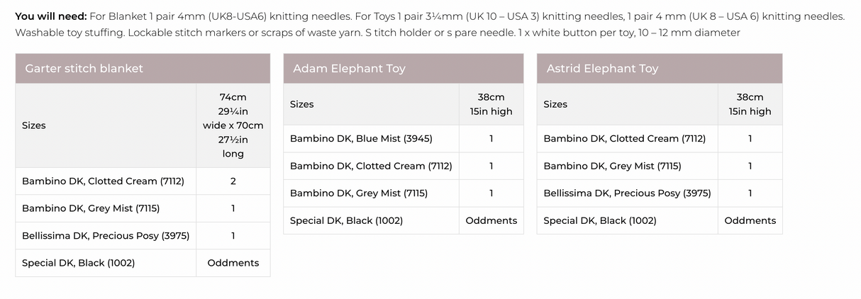 Stylecraft Adam & Astrid Elephant Toy & Blanket Pattern 9854