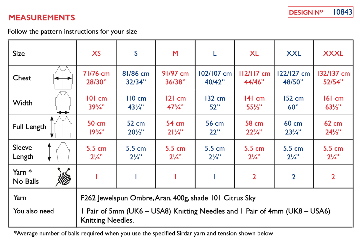 Sirdar Jewelspun Ombre Aran To A Tee Knitted Top Pattern 10843