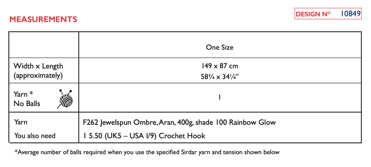 Sirdar Jewelspun Ombre Aran Crochet Shawl In One Pattern 10849