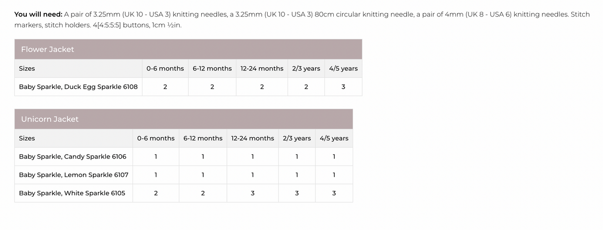 Stylecraft Baby Sparkle DK Unicorn Cardigan Pattern 9996