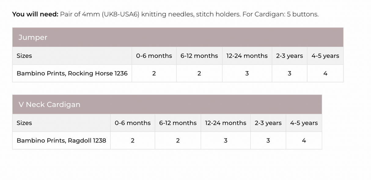 Stylecraft Bambino Prints DK Cardigan & Jumper Pattern 9744