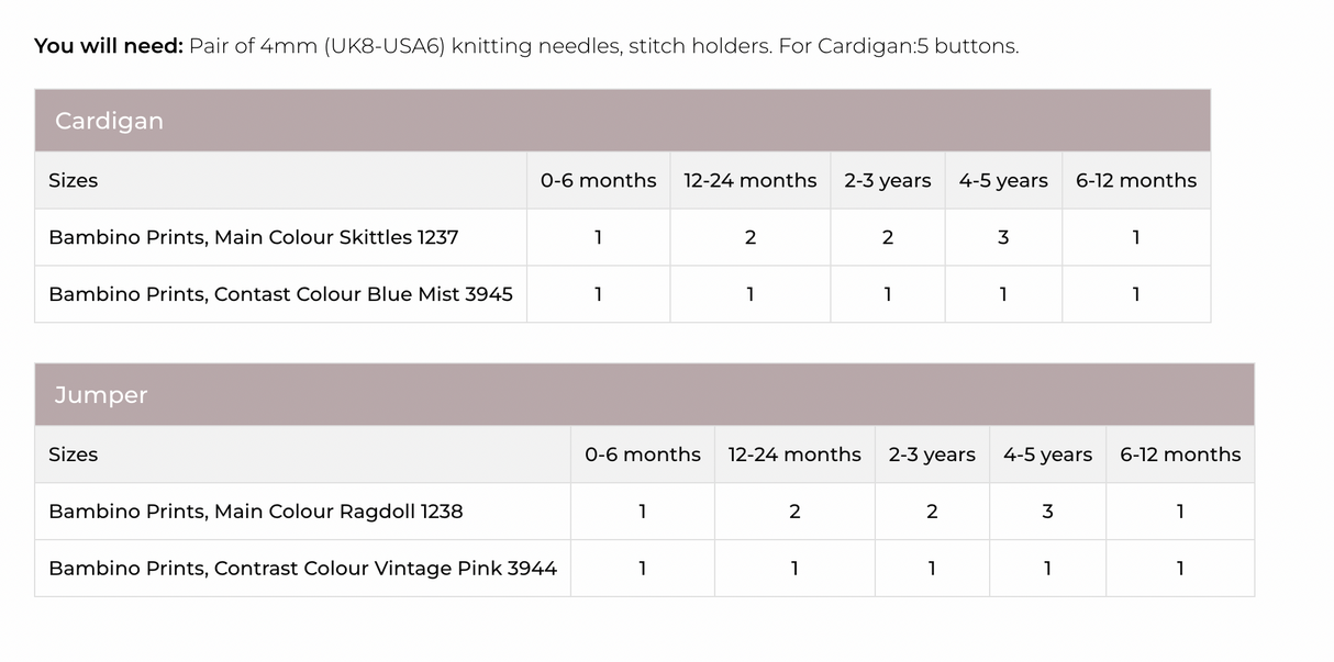 Stylecraft Bambino Prints DK Cardigan & Jumper Pattern 9745