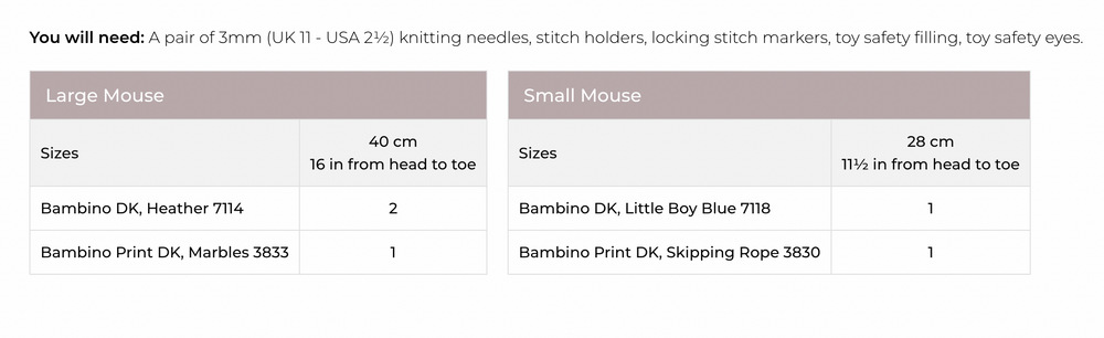 Stylecraft Bambino Prints DK Tommy and Johnny the Mouse Pattern 10070