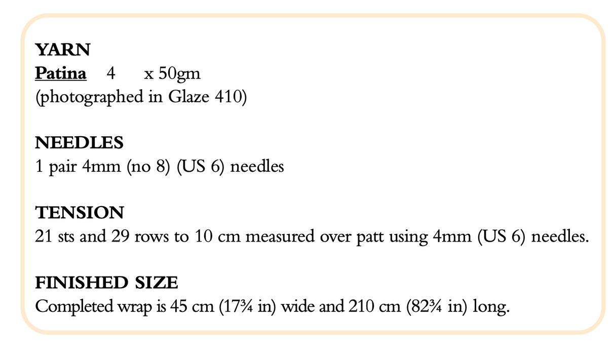 Rowan Patina DK Fizz Wrap Pattern By Martin Storey
