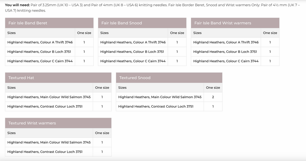 Stylecraft Highland Heathers DK Snood, Wristwarmers & Beret Pattern 9796