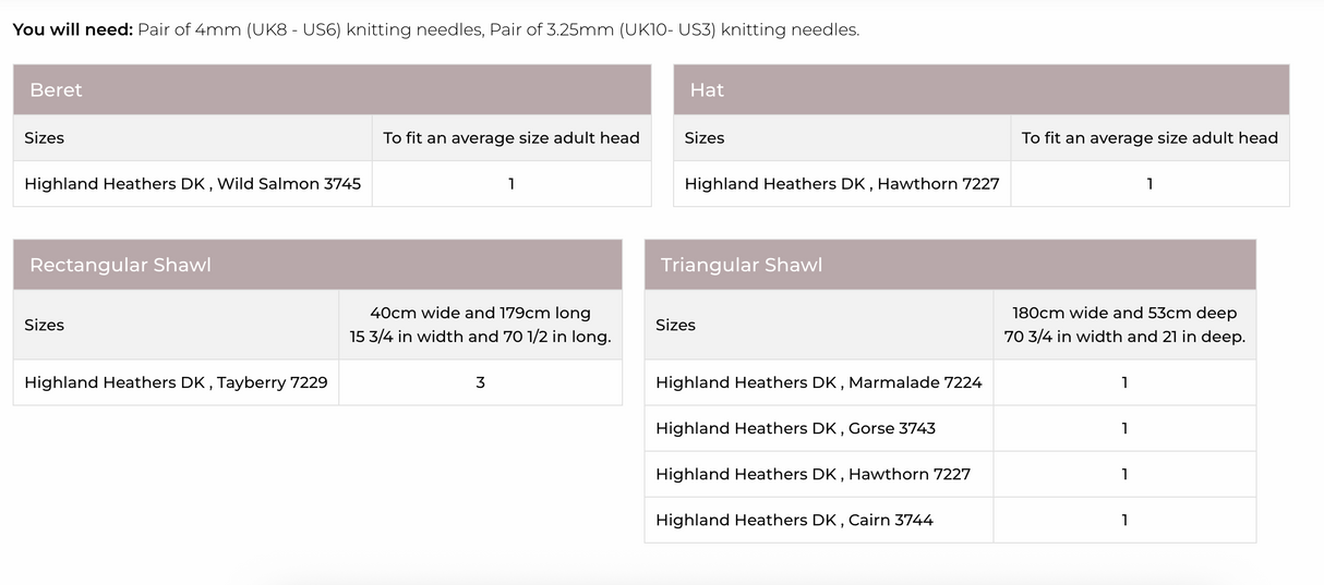 Stylecraft Highland Heathers DK Shawl & Beret Pattern 9862