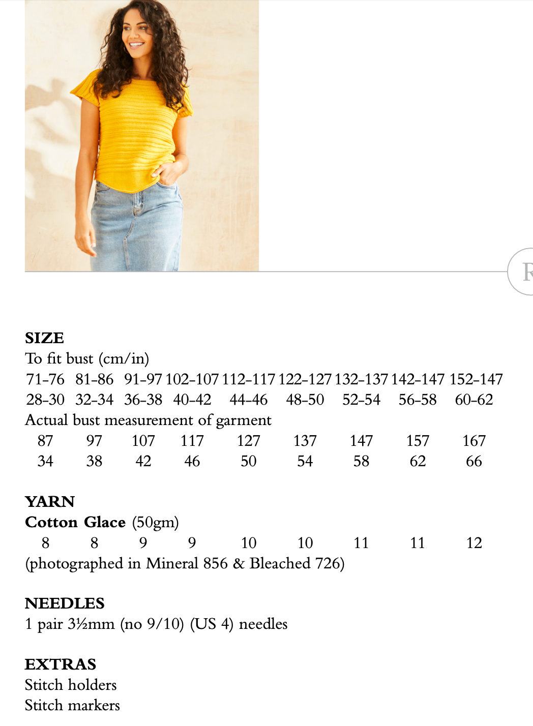 Rowan Cotton Glace DK Mineral Summer Tee Pattern by Quail Studio