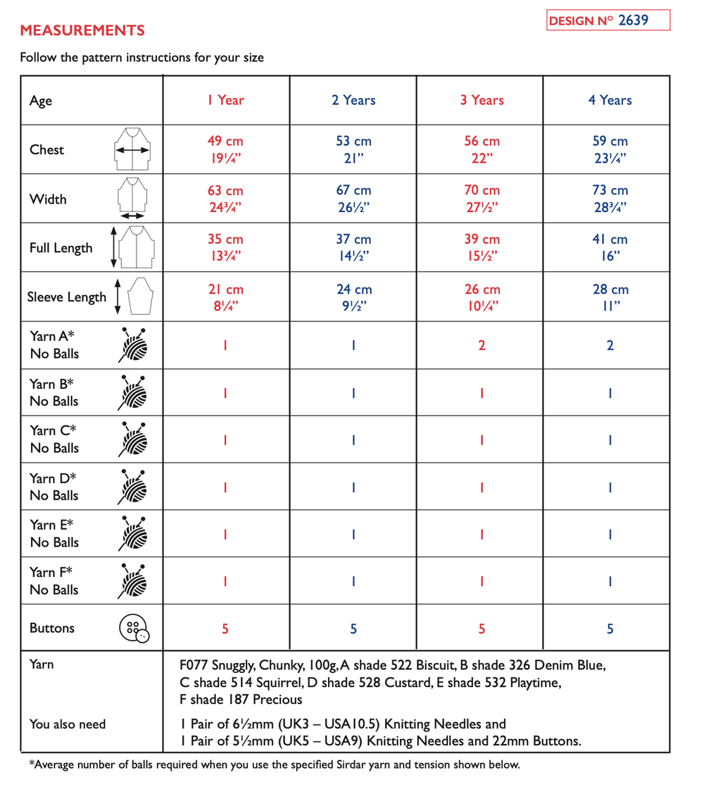 Sirdar Snuggly Chunky Scandi-Striped Cardigan Pattern 2639